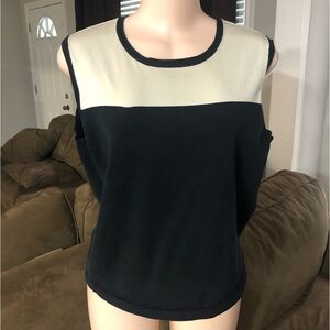 Pendleton Vintage Blouse Silk Nylon Large Classic Black Cream Mix Shirt Top